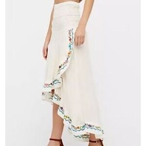 Free People Movement  All A‎ Dream Embroidered Skirt Beige Boho XS